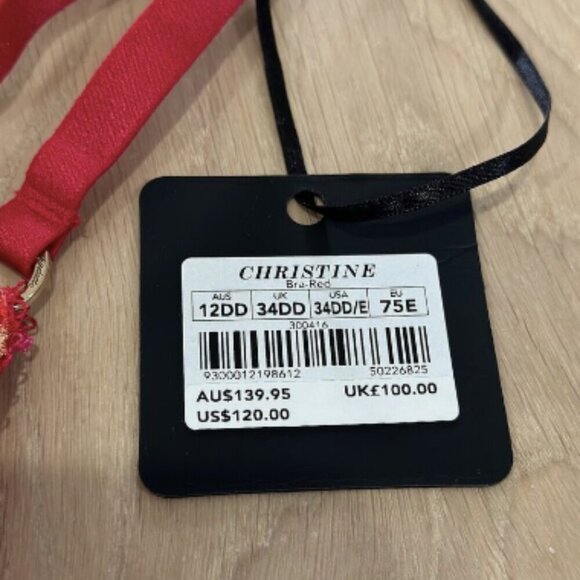 Honey Birdette Christine Red Bra Size 34DD - Picture 4 of 6
